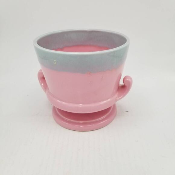 Vintage Planter Hull Pottery, Pedestal Foot, Pink Blue, Double Handles - Picture 2 of 6